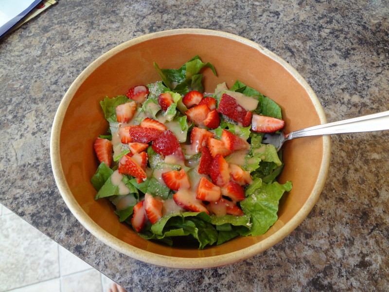 Get your veggies and fruit with breakfast! Make up this easy Strawberry Breakfast Salad and add your choice of protein for a well-rounded meal! - @TheFitCookie #salad #breakfast #paleo