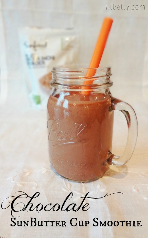 make this instead of eating that PB Cup: Chocolate SunButter Cup Smoothie #smoothie #allergyfriendly #healthy @Fit_Betty