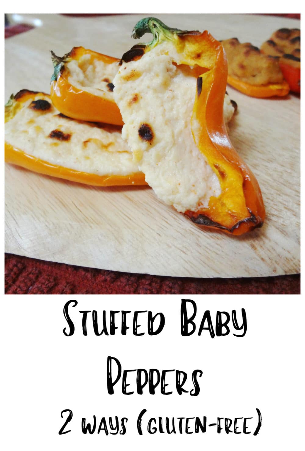 Whip up this healthier appetizer for parties or anytime snacks: you can make these Stuffed Baby Sweet Peppers two different ways, one with goat cheese and one with hummus for dairy free! - @TheFitCookie #glutenfree 