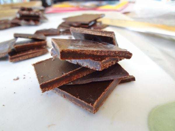 stack of homemade dairy free dark chocolate bars