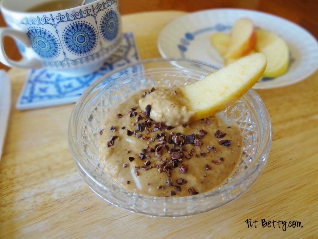 Indulge in healthy "cookie dough"! This protein packed Protein Cookie Dough Dip is perfect for a snack or dessert that only seems indulgent! This recipe is gluten free, dairy free, and vegan - @TheFitCookie #glutenfree #vegan
