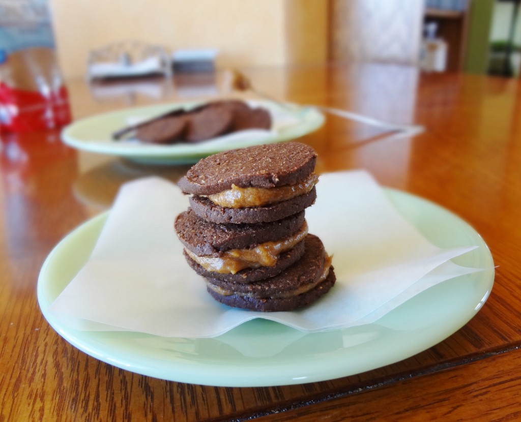 My healthier version of a sandwich cookie, these Gluten Free Chocolate Sandwich Cookies with Coconut Sugar Filling are easy to make and delicious! - @TheFitCookie #glutenfree 