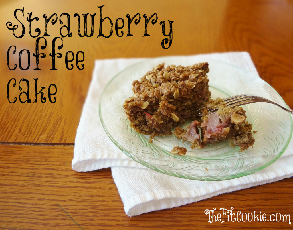 Welcome the fresh spring strawberry harvest with this Strawberry Coffee Cake - it's whole grain, vegan, and free of cane sugar! - @TheFitCookie #glutenfree #vegan