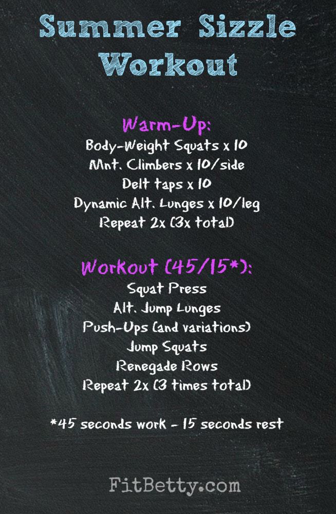 Get ready for summer bathing suit season with this total body metabolic conditioning Summer Sizzle HIIT workout, it's high intensity and fun!