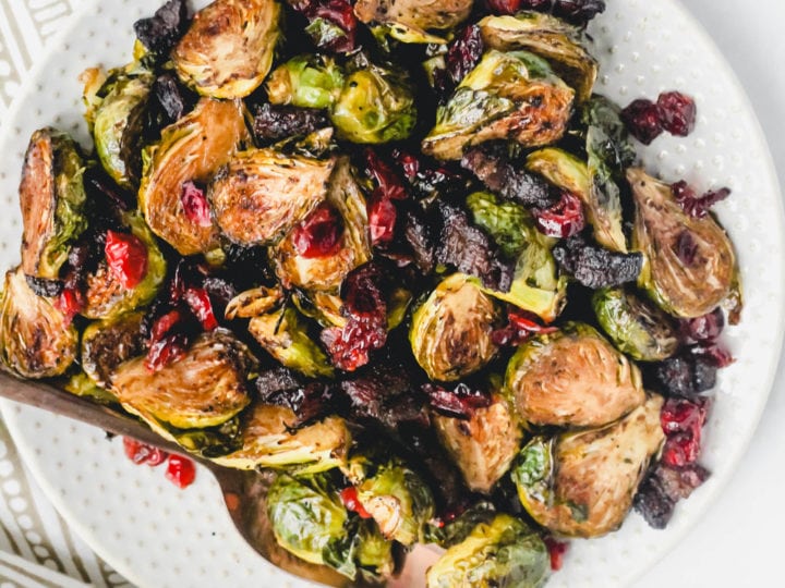 Image for Roasted Brussel Sprouts with Balsamic, Bacon, and Cranberries