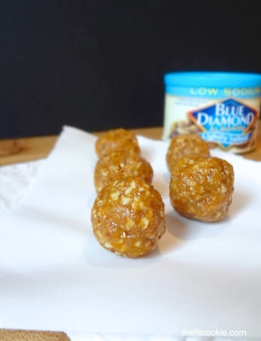 These simple Apricot Almond Energy Bites are easy to make and are great for taking with you on car trips or backpacking. They are gluten free, grain free, quick, and do well in hot weather if you're hiking or at the beach. - @TheFitCookie #glutenfree #grainfree #dairyfree