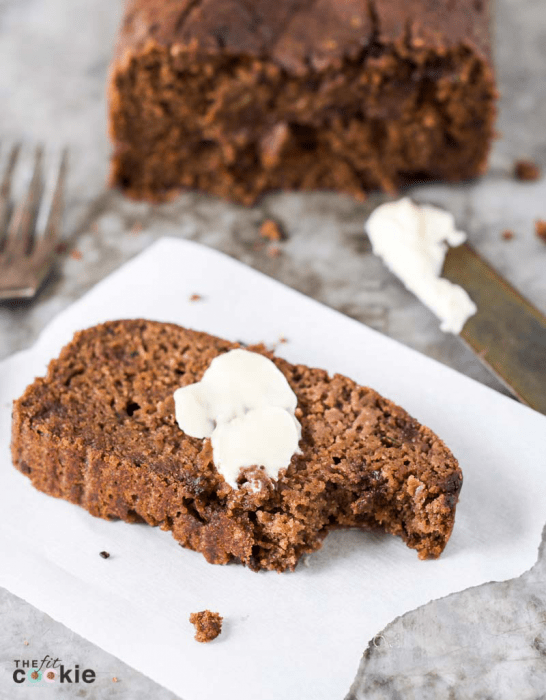 This moist zucchini quick bread has a light chocolate flavor that pairs well with the cinnamon and cloves. I remade one of our family recipes to make this Chocolate Zucchini Bread gluten-free, vegan, and allergy friendly! - @TheFitCookie #glutenfree #vegan