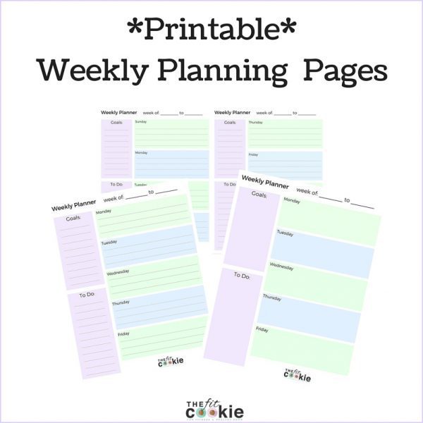 Free Printable Weekly Planner Pages • The Fit Cookie