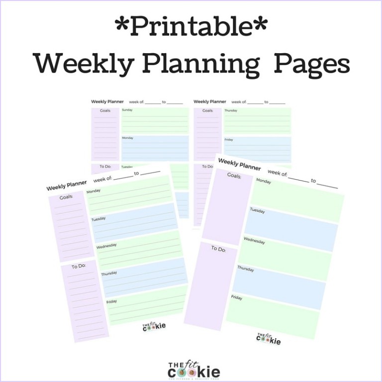 Free Printable Weekly Planner Pages ??? The Fit Cookie
