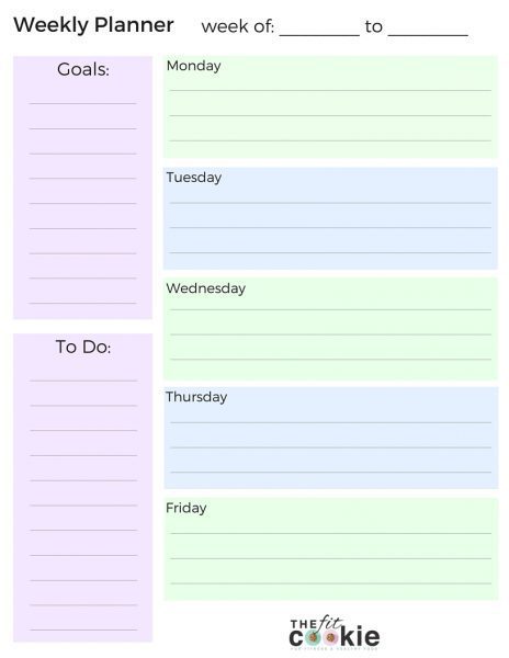 Free Printable Weekly Planner Pages • The Fit Cookie