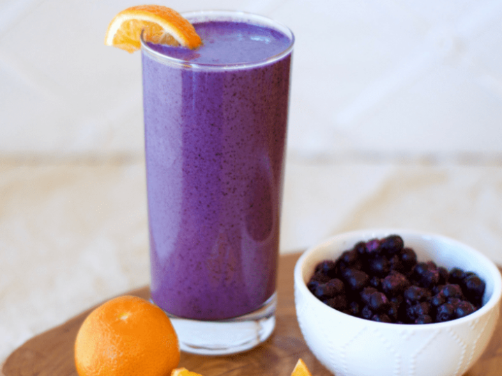 Creamy blueberry orange smoothie.