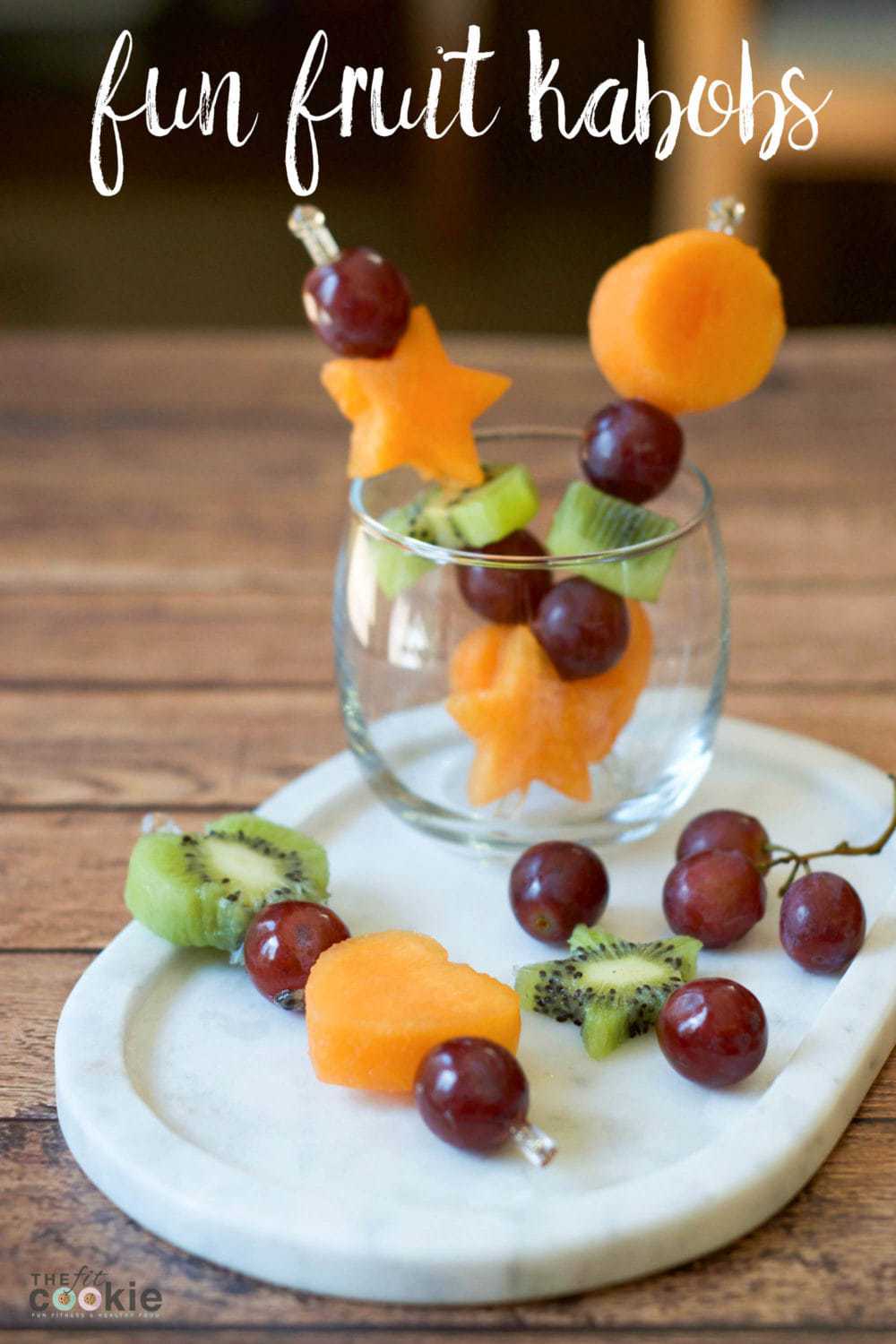 Here's a creative way to serve fruit: Fun Shape Fruit Kabobs! Serve with your favorite fruit dip or yogurt for snacks or party appetizers - @thefitcookie #paleo #vegan