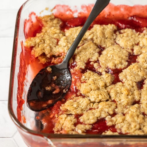 Gluten Free Strawberry Rhubarb Crisp (Vegan) • The Fit Cookie