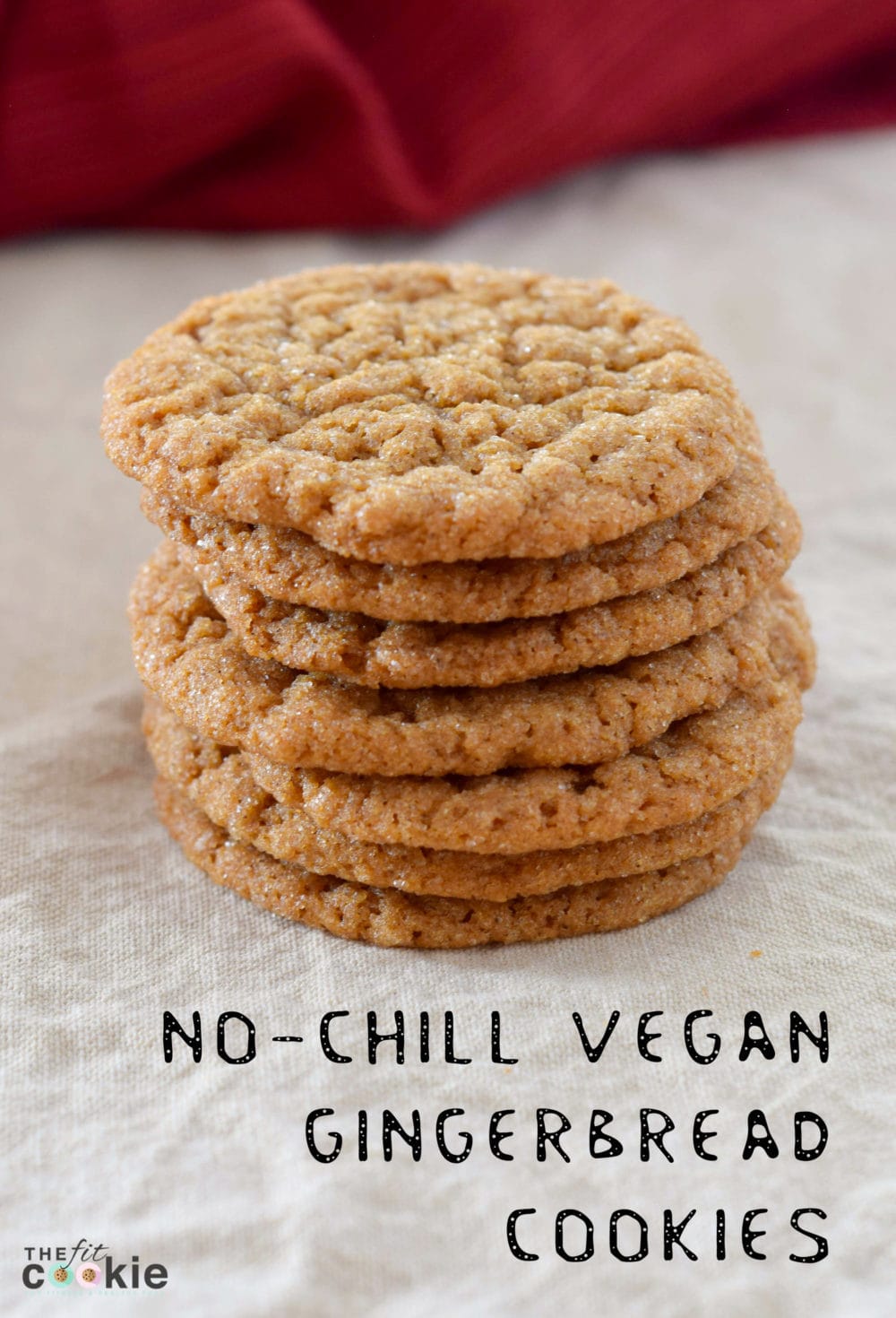 Want to make some gingerbread cookies quickly without chilling the dough and rolling it out? Make these easy No-Chill Vegan Gingerbread Cookies! - @TheFitCookie #cookies #vegan #recipe