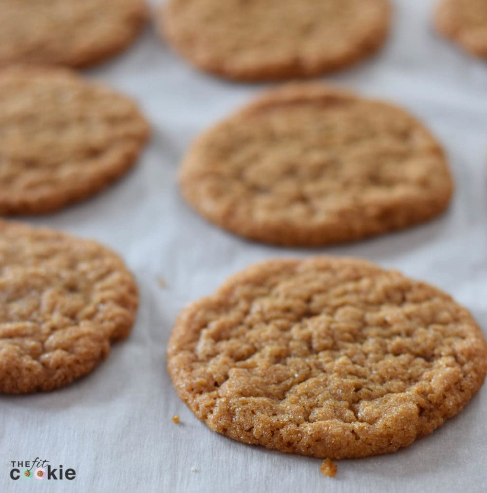 Want to make some gingerbread cookies quickly without chilling the dough and rolling it out? Make these easy No-Chill Vegan Gingerbread Cookies! - @TheFitCookie #cookies #vegan #recipe