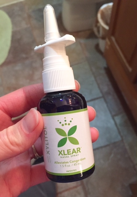 bottle of xlear xylitol nasal spray for allergies and congestion