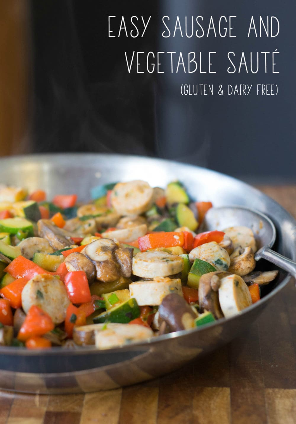 Make this one-pot dinner in under 30-minutes: Easy Sausage and Vegetable Sauté. It's healthy, grain free, gluten free, and dairy free! | thefitcookie.com #grainfree #dairyfree #healthy 