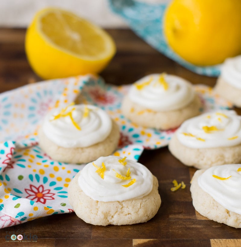 These cookies are the perfect combination of sweet cookie and tart lemon frosting! Celebrate Spring with these Gluten Free Frosted Lemon Cookies, they're vegan too! Simple to make and perfect for Easter or Mother's Day- @TheFitCookie AD @Bob'sRedMill BobsSpringBaking