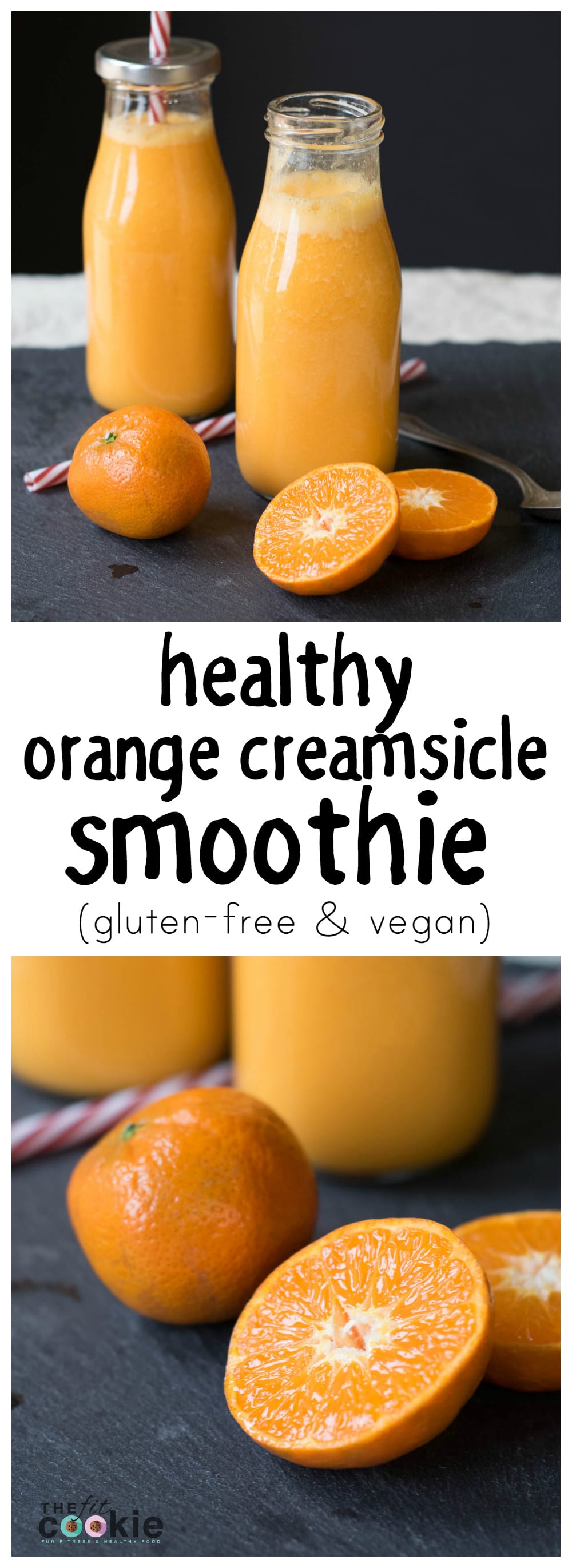 Drink the Rainbow: Healthy Orange Creamsicle Smoothie - Enjoy this lower-sugar smoothie that's full of vitamin C and some hidden veggies (your kids won't know!) - @TheFitCookie #healthy #smoothie #vegan #glutenfree