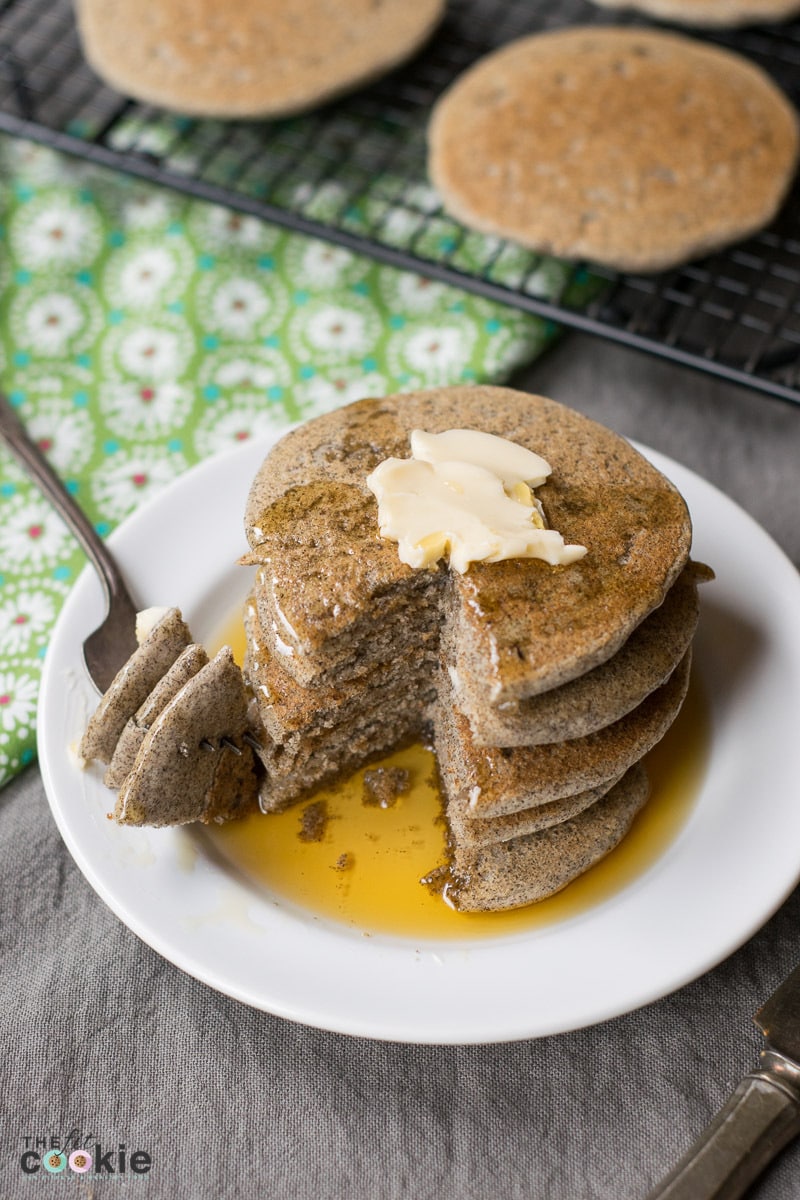 Start breakfast off right with these delicious and easy Whole Grain Gluten Free Buckwheat Pancakes (they're vegan too!). They are also free of cane sugar and can be made completely sugar-free as well - @TheFitCookie
