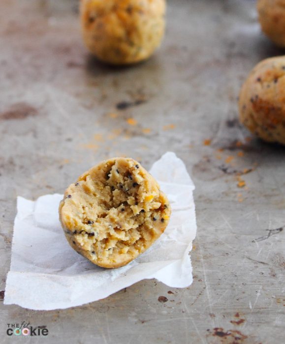Pump up the protein in your snacks with these Orange Poppyseed Protein Bites! They are packed with dairy free protein, gluten free, no-bake, and ready in minutes - @TheFitCookie #dairyfree #vegan #healthy