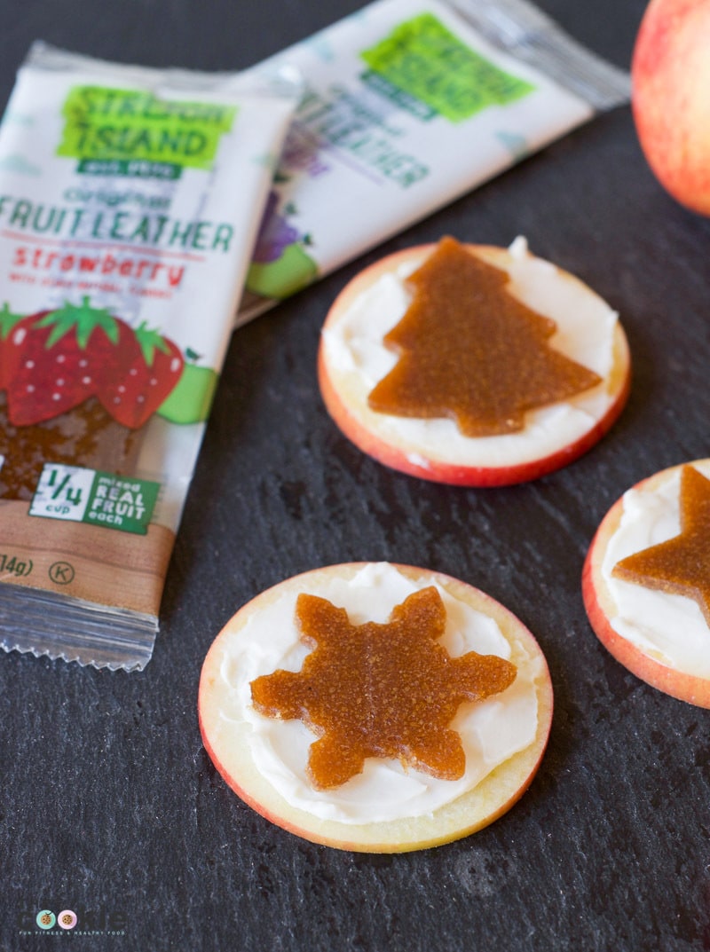 If you're looking for a healthier snack during the holidays, these simple Holiday Apple Slices are perfect! They are easy to make, made with dairy-free cream cheese, and are gluten free - #AD @TheFitCookie #StretchIsland #IC #glutenfree #vegan #dairyfree
