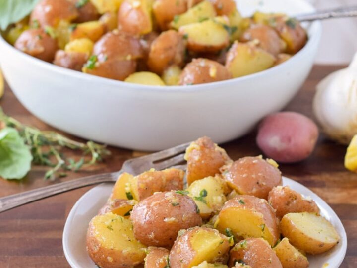 Image for Warm Garlic Herb Red Potato Salad (Gluten Free & Vegan)