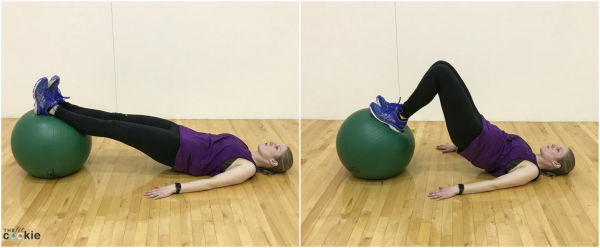 Stability ball hamstring curl exercise