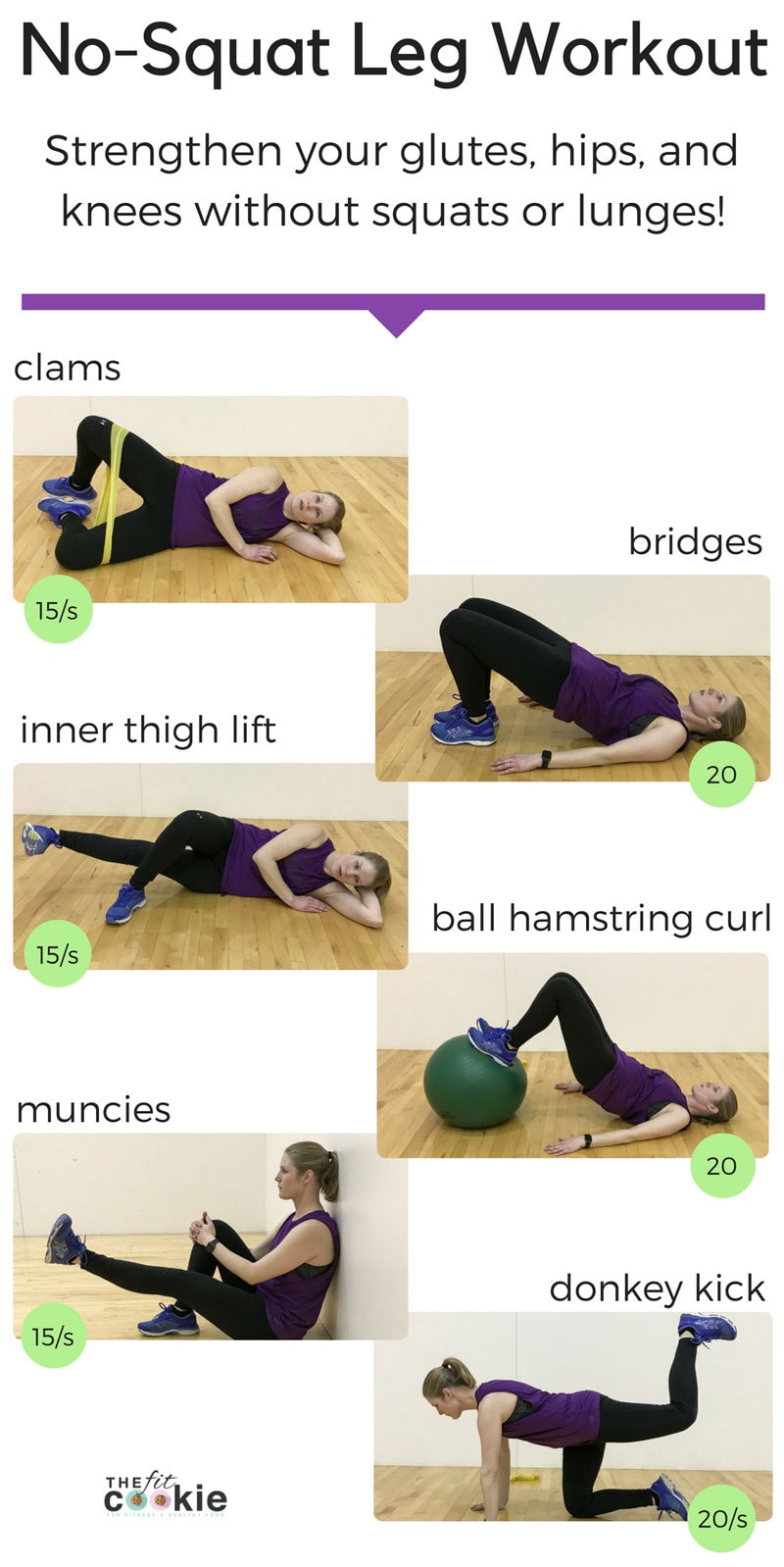Have trouble doing squats, or need to avoid them due to knee trouble or injuries? This No Squat Leg Workout is knee-friendly and great for strengthening your hips and glutes without stressing your knees - @TheFitCookie #workout #fitness #AD @AvieNaturals