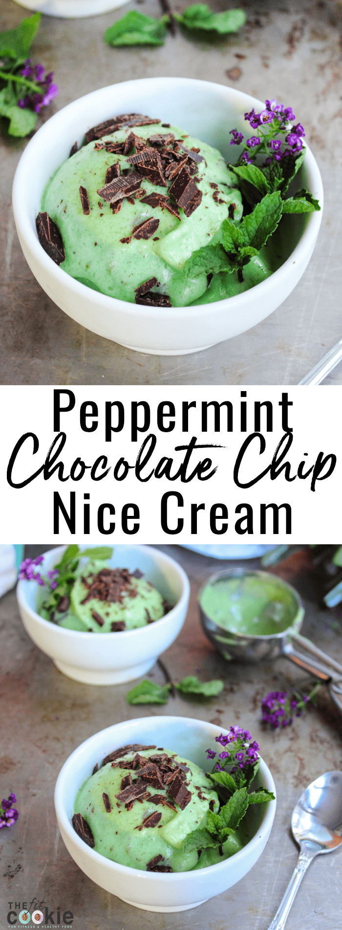 image collage of peppermint nice cream with chocolate