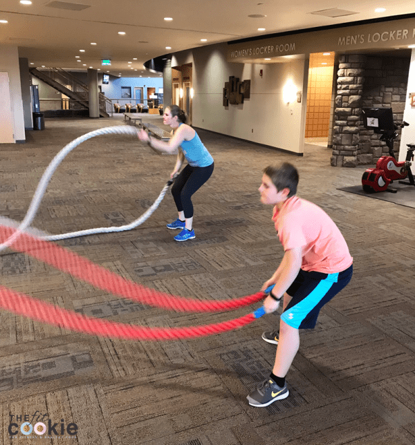 battle ropes - simple upper body workout to do when you're short on time but want to get a quick workout in