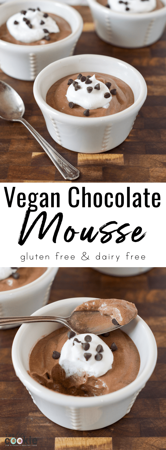 Based on my vegan lemon mousse recipe, I made this delicious Vegan Chocolate Mousse for chocolate lovers! This mousse is allergy friendly and is lower in sugar than other chocolate mousse recipes. Enjoy!! - @TheFitCookie #chocolate #vegan #glutenfree