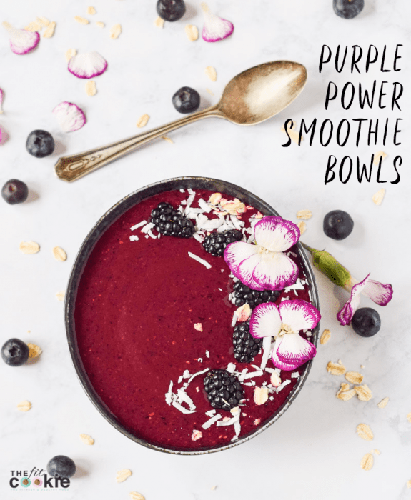 Purple Power Smoothie Bowls from Lindsay Cotter's new book Nourishing Superfood Bowls - vegan, paleo, and allergy friendly