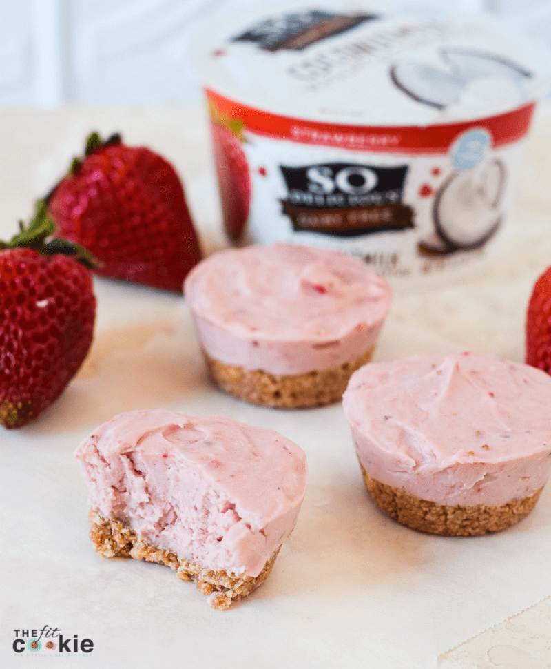Mini Dairy Free Strawberry Cheesecakes (Gluten Free) • The Fit Cookie