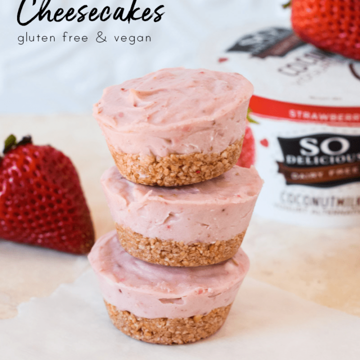 Mini Dairy Free Strawberry Cheesecakes (Gluten Free) • The Fit Cookie