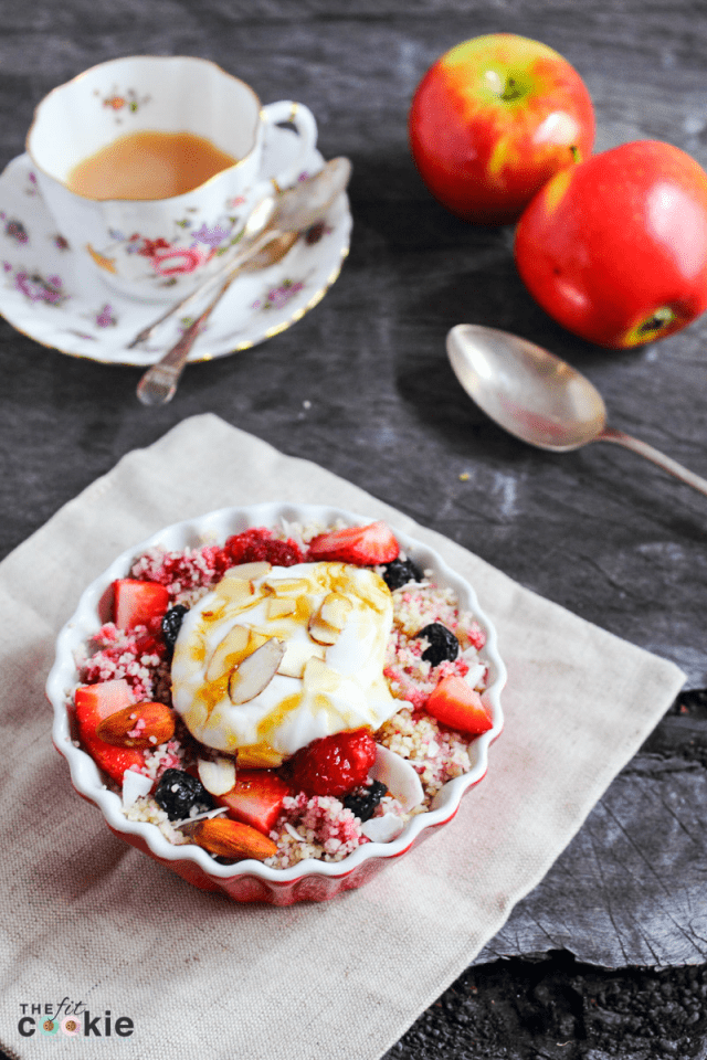 Mixed Berry Breakfast Couscous (Dairy Free & Gluten Free) • The Fit Cookie