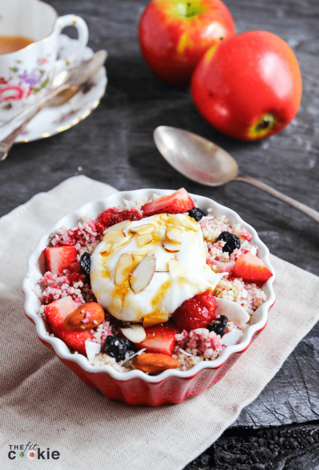 Mixed Berry Breakfast Couscous (Dairy Free & Gluten Free) • The Fit Cookie