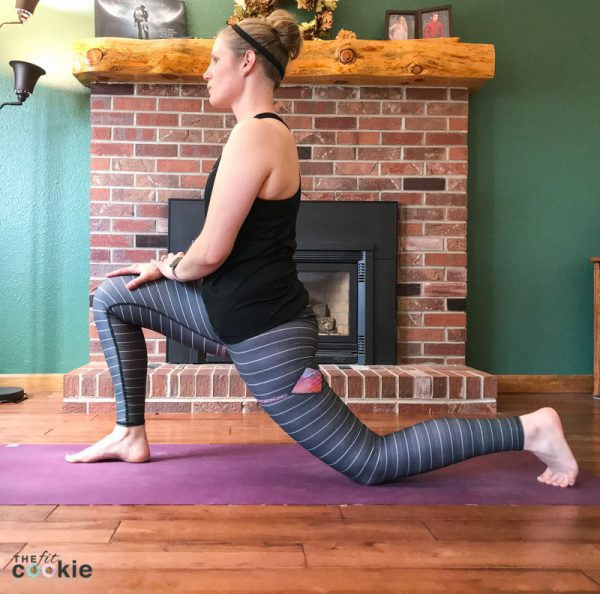 kneeling hip flexor stretch and yoga pose for healthy low back