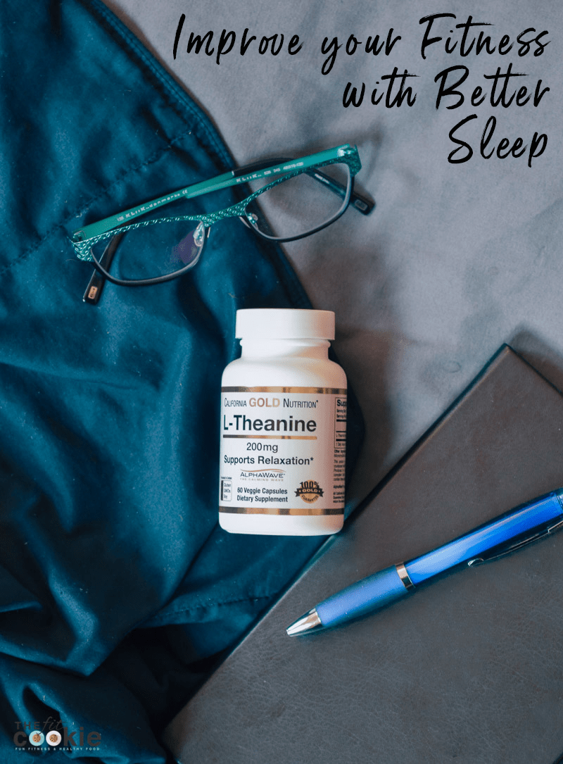 glasses, pen, notebook, and supplement bottle on a bed with blankets