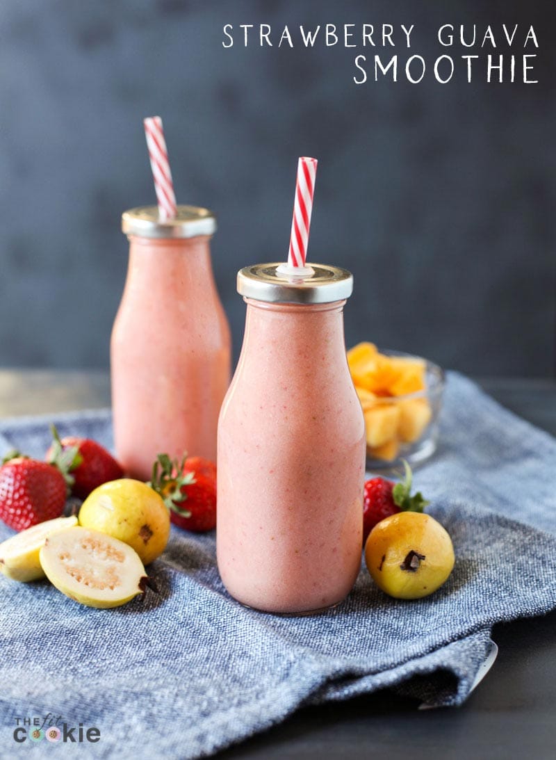 Brighten up your winter day with this delicious tropical Strawberry Guava Smoothie, it's paleo, vegan, and has no added sugars - @TheFitCookie #paleo #vegan #smoothie