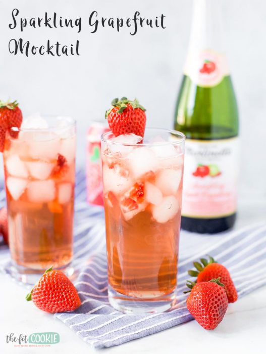 sparkling grapefruit mocktail photo with text overlay 