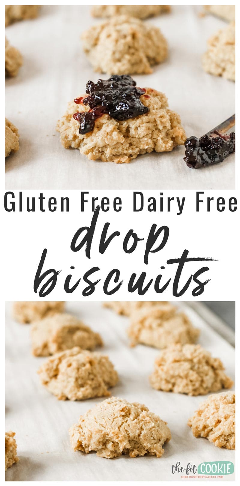 image collage of gluten free drop biscuits