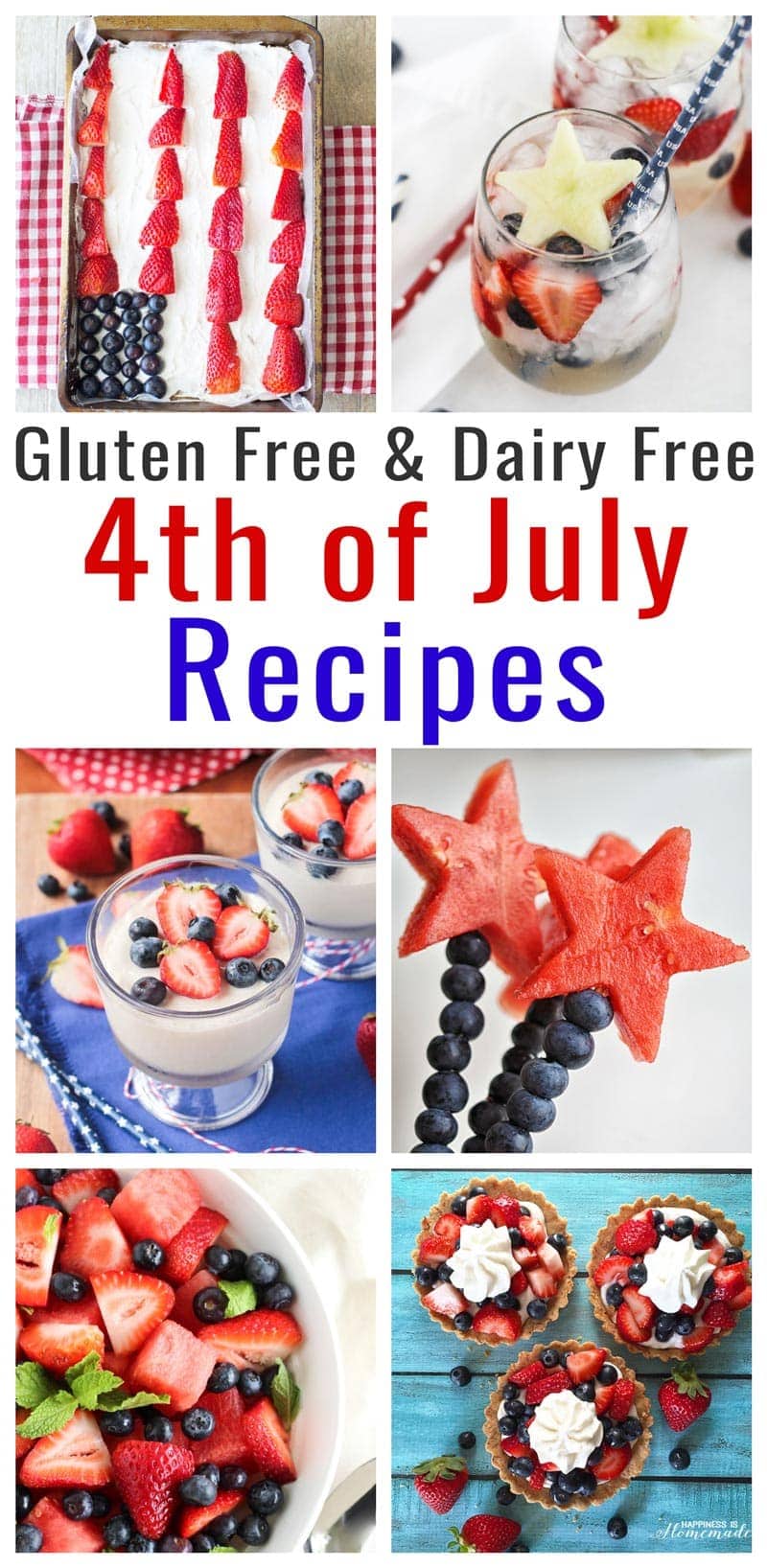 photo collage of gluten free dairy free 4th of july recipes