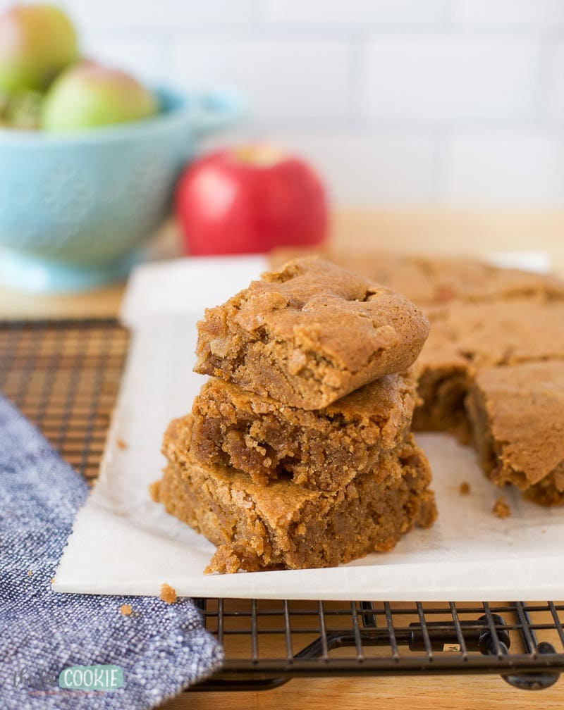 stack of gluten free apple blondies