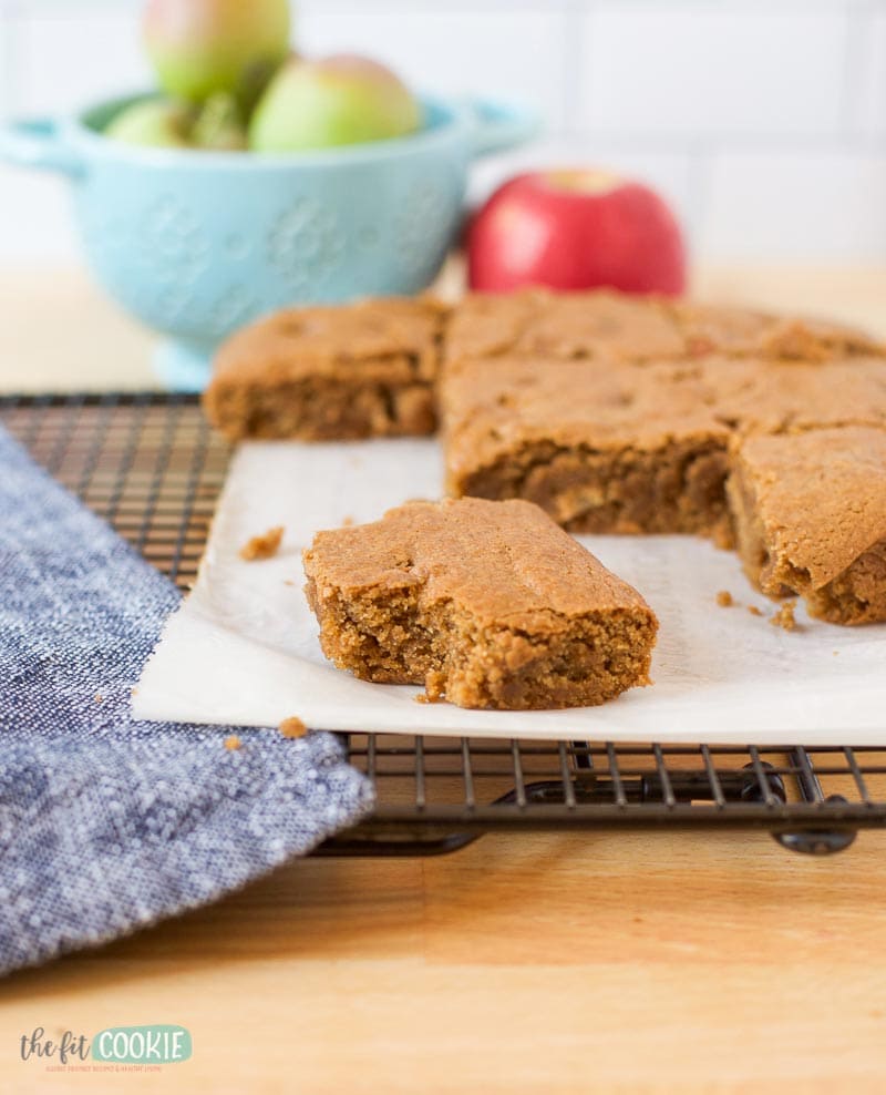 dairy free apple blondies on a cooling rack