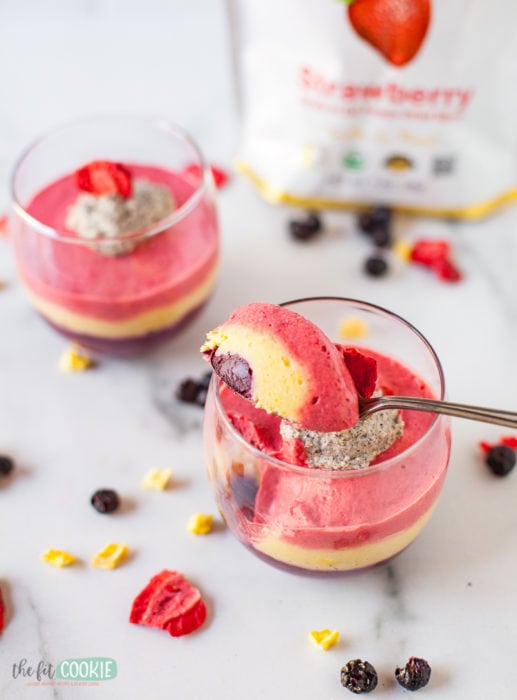 paleo fruit mousse in glass with spoon