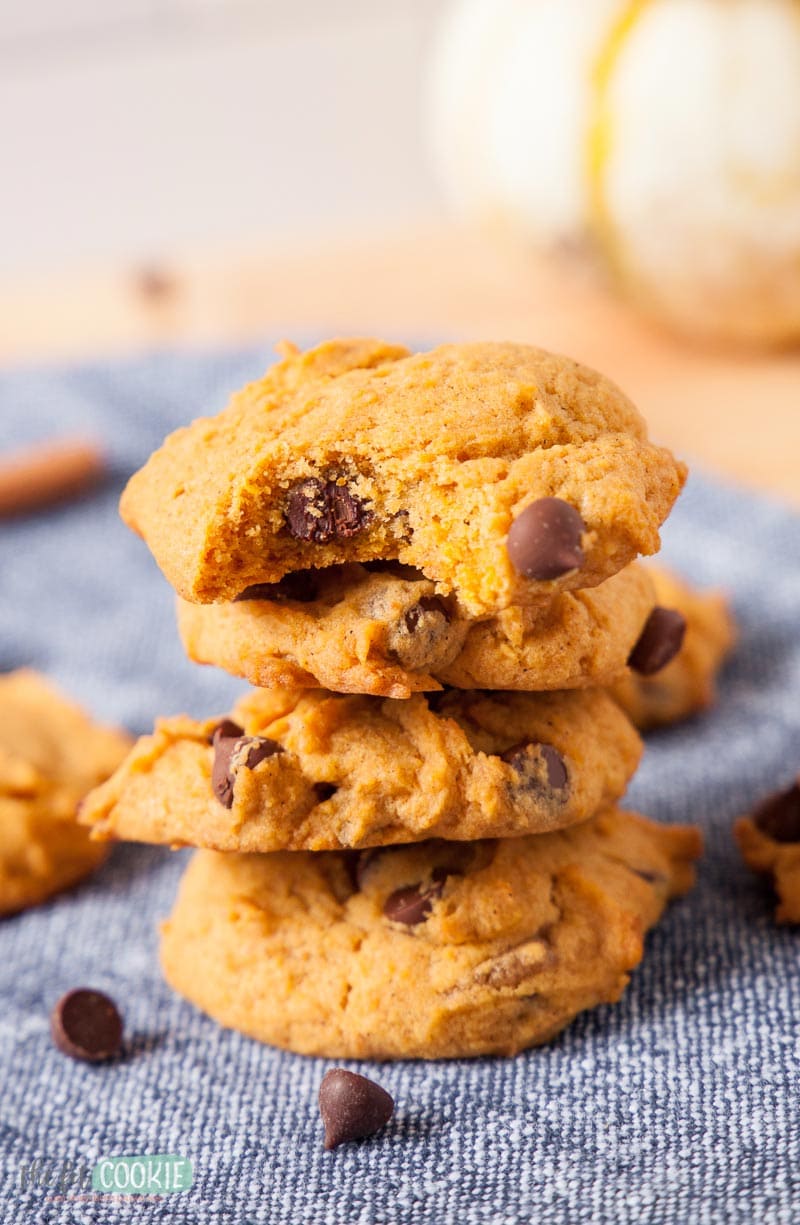 stack of gluten free and top 8 free pumpkin cookies