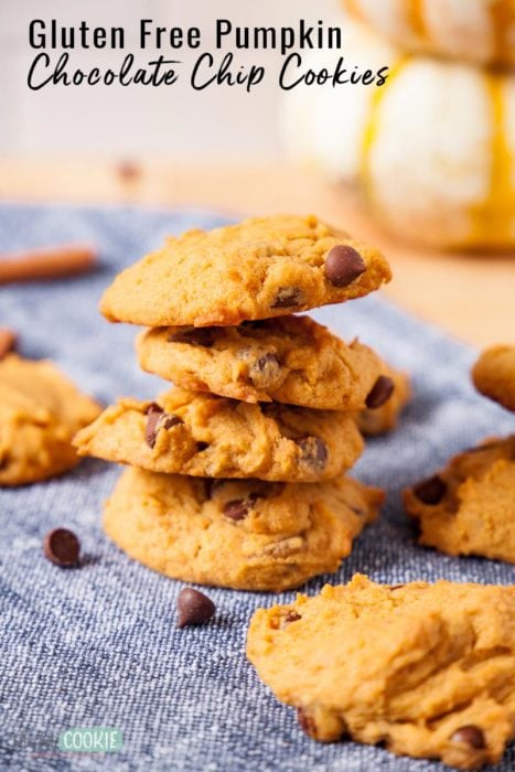photo of gluten free pumpkin chocolate chip cookies with text overlay