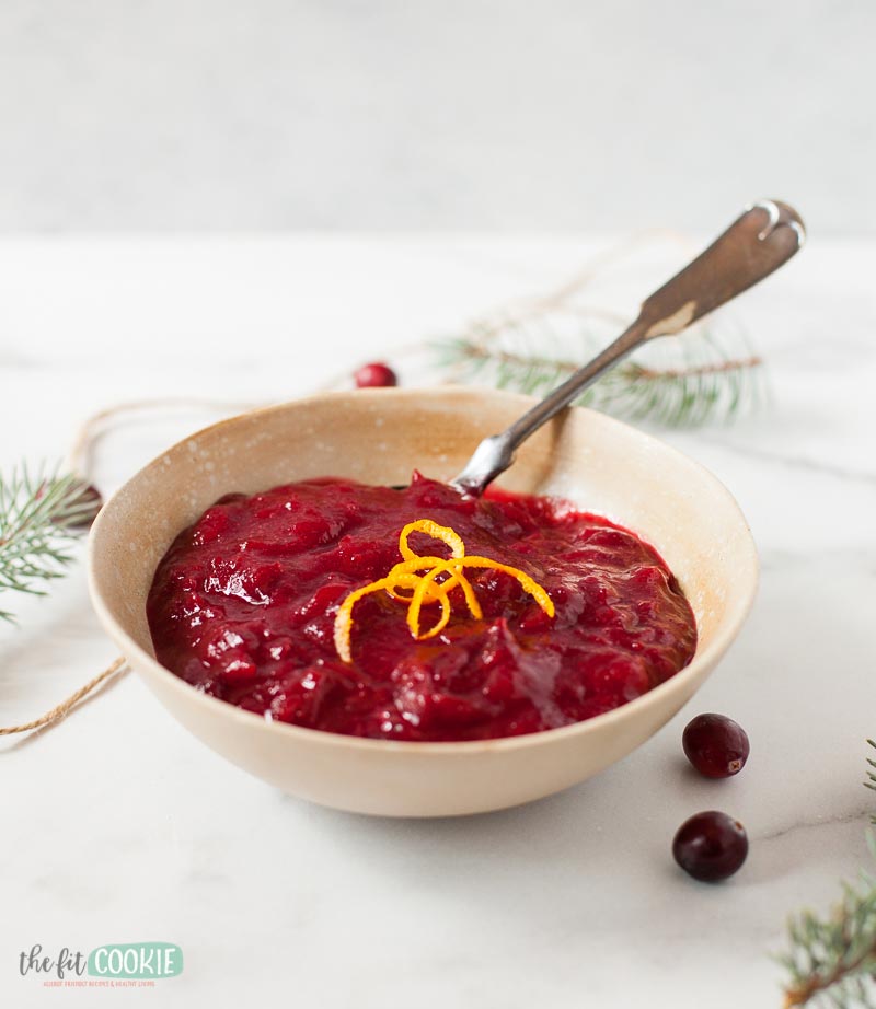 fresh instant pot cranberry sauce with orange in a bowl