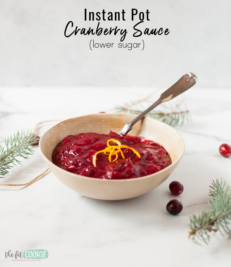 bowl of homemade cranberry sauce with text overlay